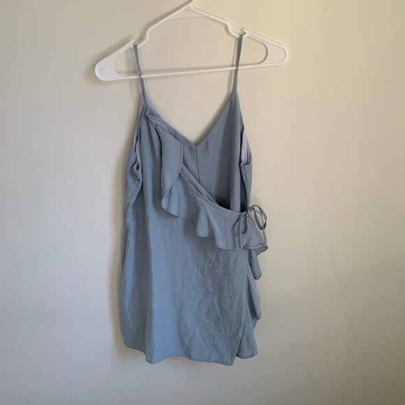 Light Blue Ruffle Wrap Romper - Picture 1 of 6